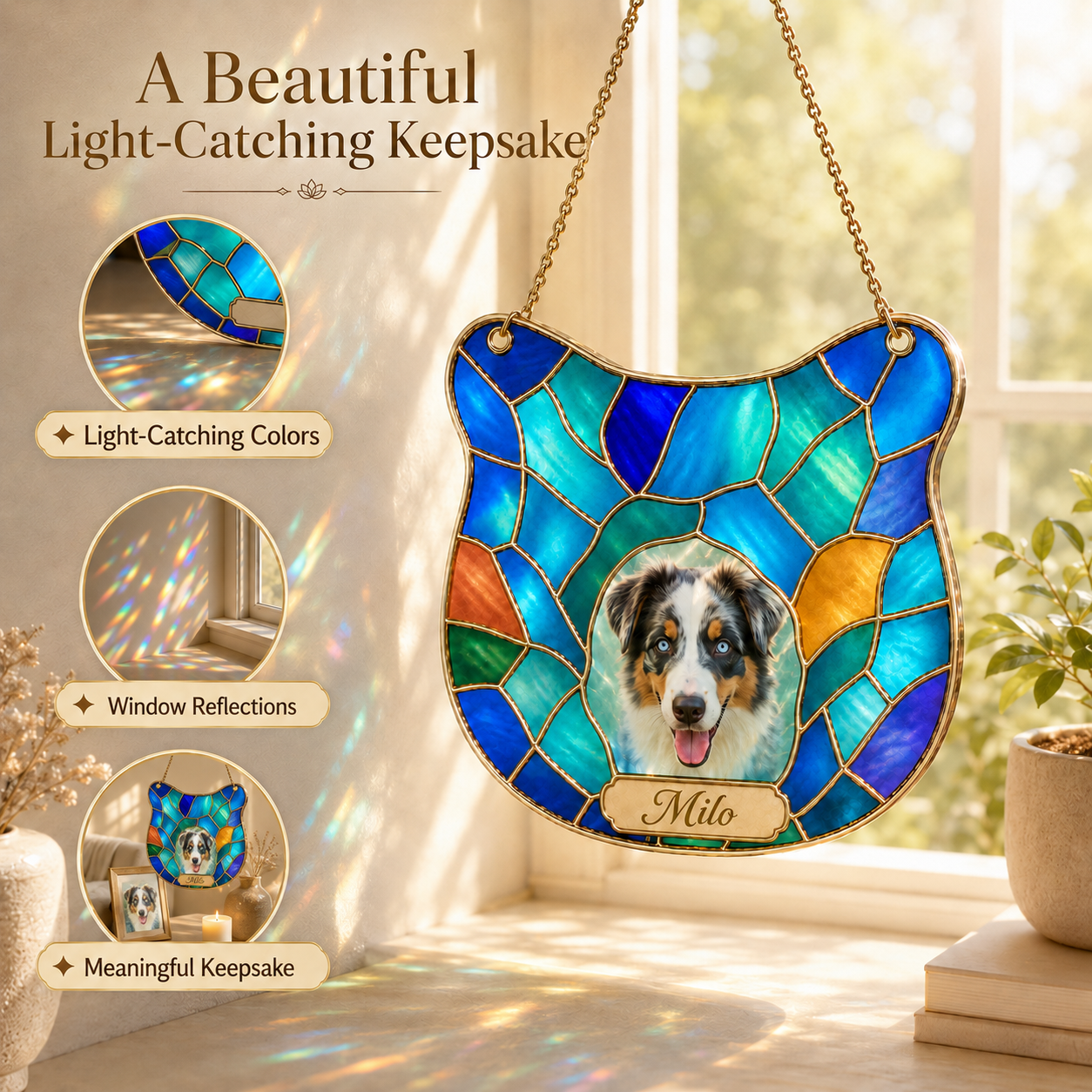 Personalized Pet Memorial Suncatcher – Custom Cat Photo Window Hanging - 图片 6